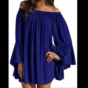 Sexy off the shoulder boho mini dress